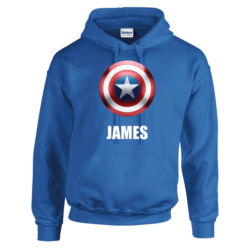 Girls Boys Personalised Marvel Captain Shield America Hooded Hoody Hoodies - Picture 6 of 9