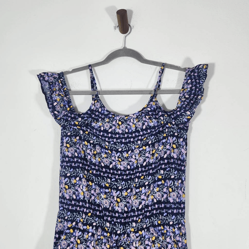 Old Navy Blue and Pink Floral Print Jumpsuit Size 16 XXL Girls Boho Romper - Picture 2 of 8