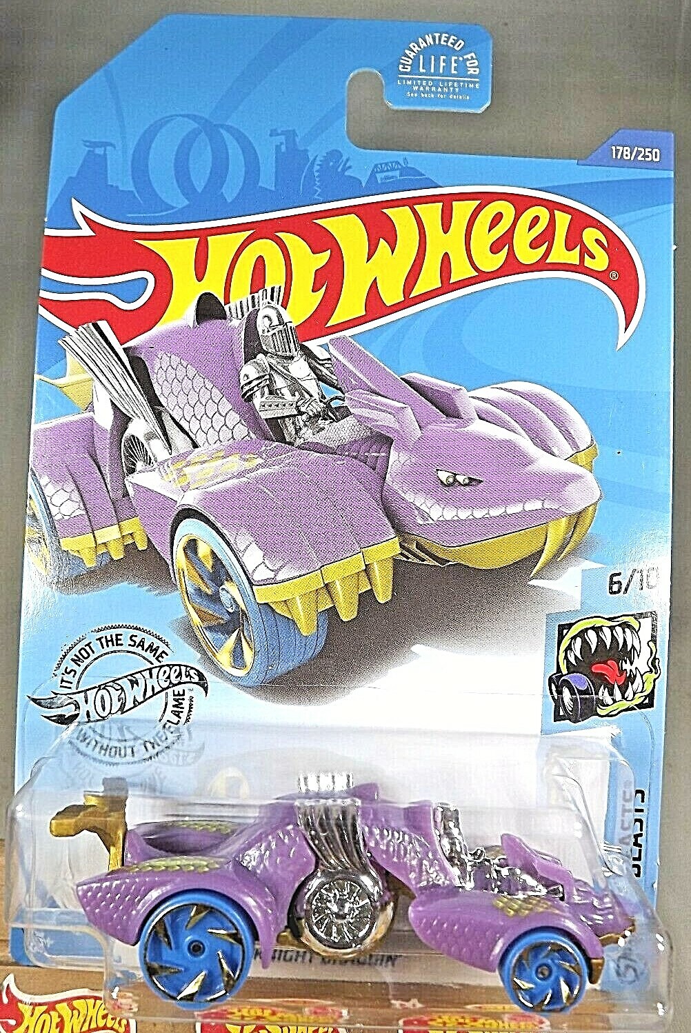 2020 Hot Wheels #178 Street Beasts 6/10 KNIGHT DRAGGIN' Purple w/Blue Wheels 