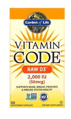 Garden of Life Vitamin Code Raw D3 - 2000 IU 50mcg - 60 Caps - Exp.10/2025+ (J3)