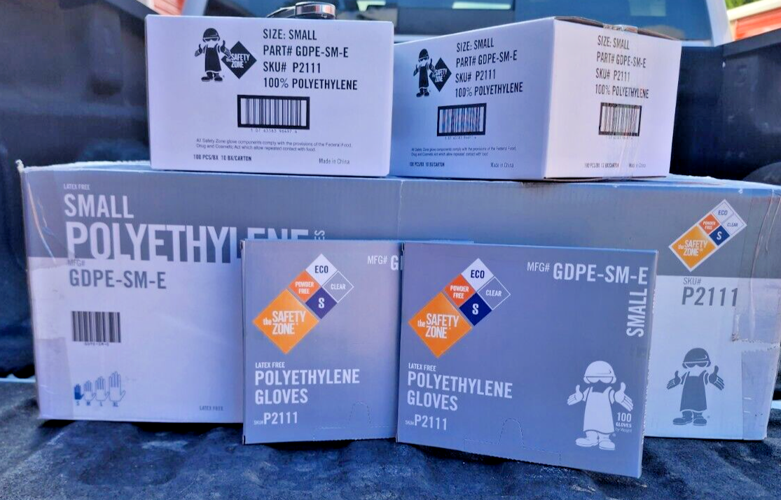 Safety Zone GDPE Clear Polyethylene Gloves, SZ SMALL 1,000 GLOVES