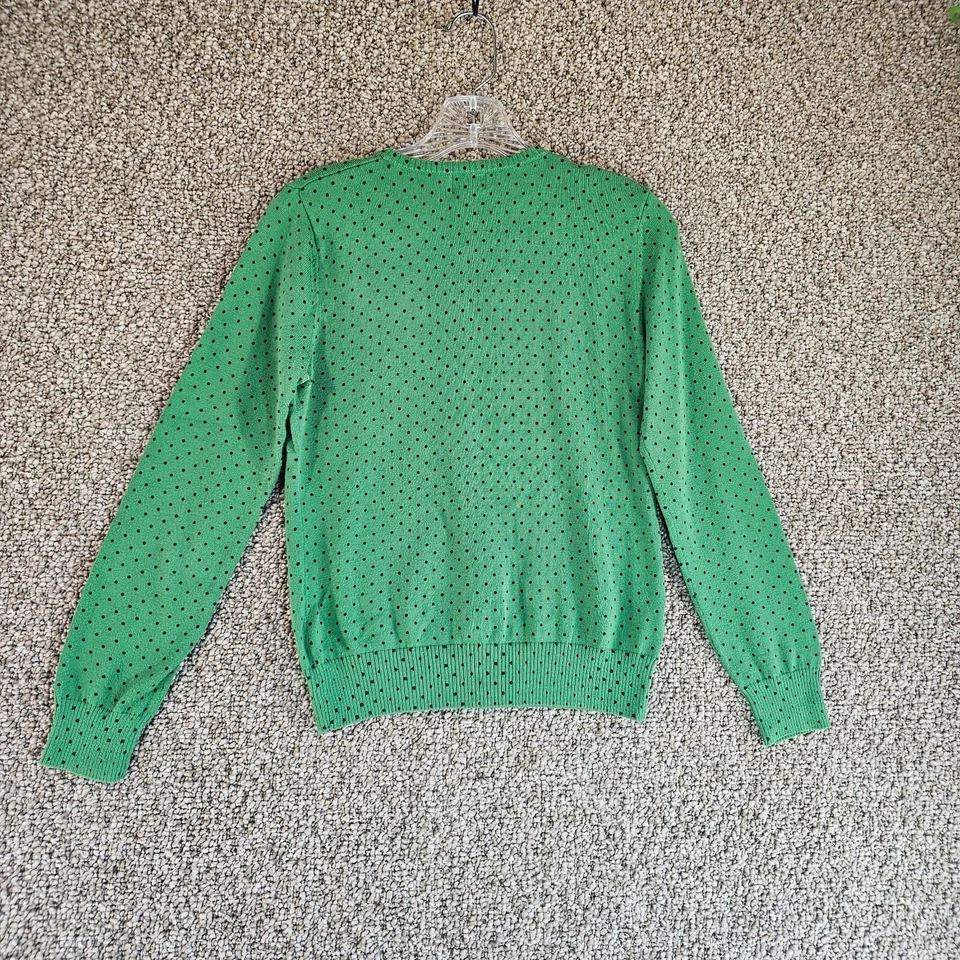 LL Bean Cárdigan Suéter Mujer Pequeño Regular Lunares Botón Frontal Verde Foto 4 de 4