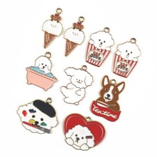 70Pcs Assorted Enamel Animal Pet Charm Puppy Dog Pendants 14 31mm DIY Necklace
