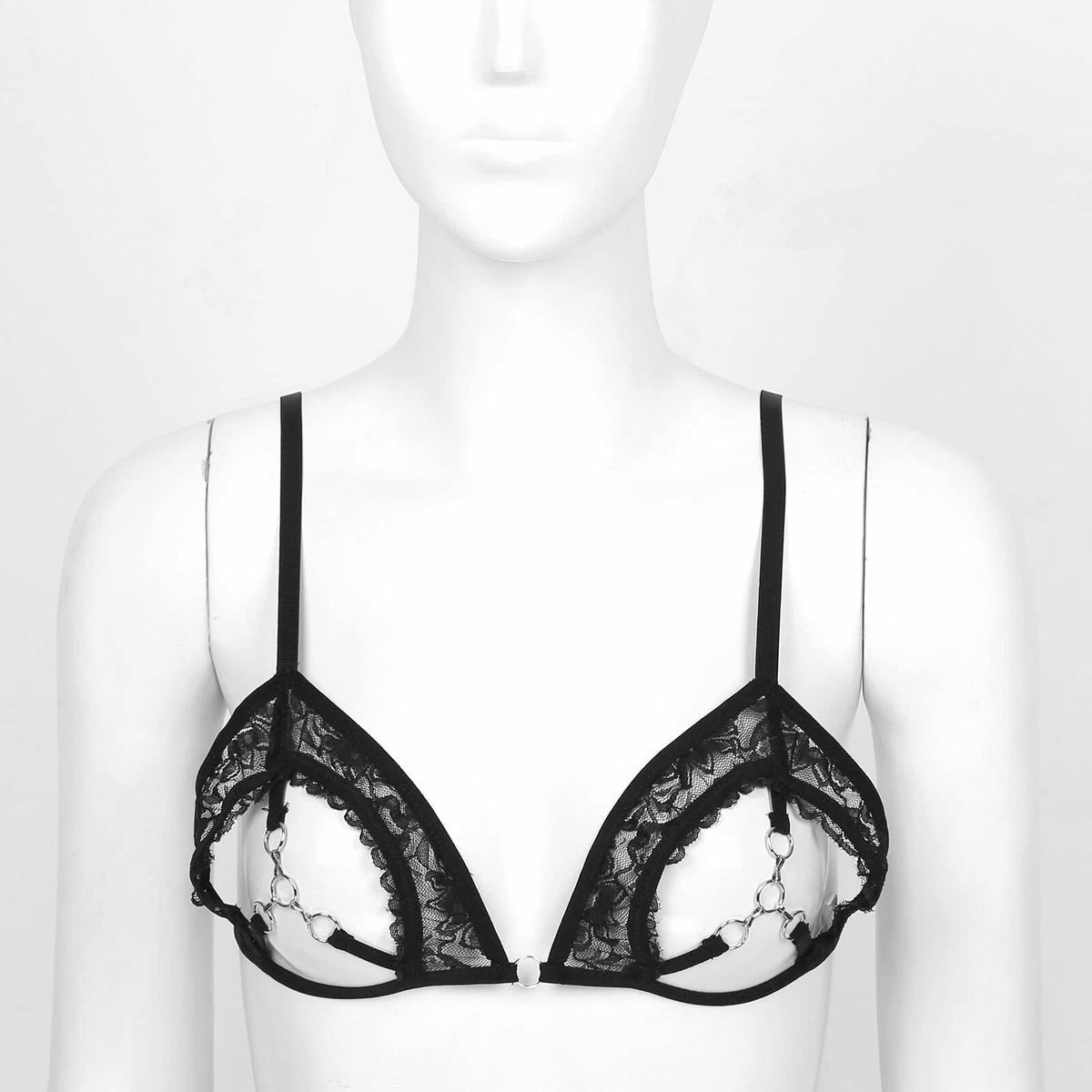 Women Open Cups See Through Sheer Lace Bralette Bralet Bra Bustier Vest  Crop Top