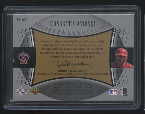 2003 UD SWEET SPOT TIM SALMON AUTOGRAPH SSP #ED 07/25 RARE ANGELS LEGEND HOF ? - Picture 2 of 2