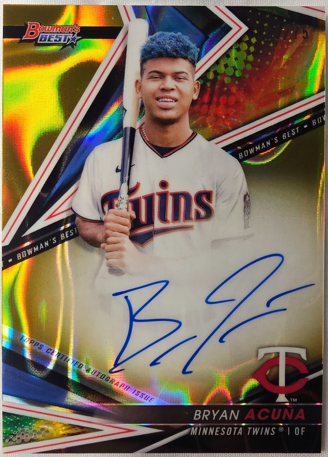2022 Bowman's Best of Autos Bryan Acuna Gold Lava Refractor /75 B22-BA Twins
