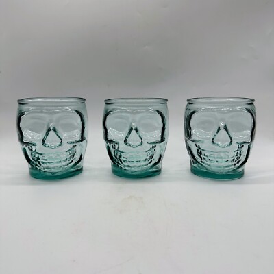 San Miguel 100% Recycled Glass Skull Tumbler set of 3