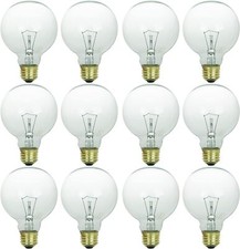 12Pack G25 Globe Light Bulbs, Vanity Clear Light, 2600K, 180LM, 25W