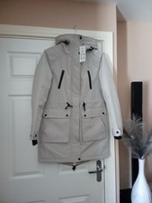 Bnwt Stone Hooded Waterproof Parka Coat Long Line Size Large 16 18 Rrp £52