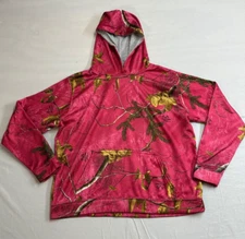 Realtree Women's Pullover Hoodie Pink Camo Pocket 100% Polyester Size Large
