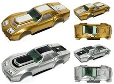 2pc AFX tras 1970s A/P Corvette HO Slot Car BODY-Only Gold  Silver Metal Flake