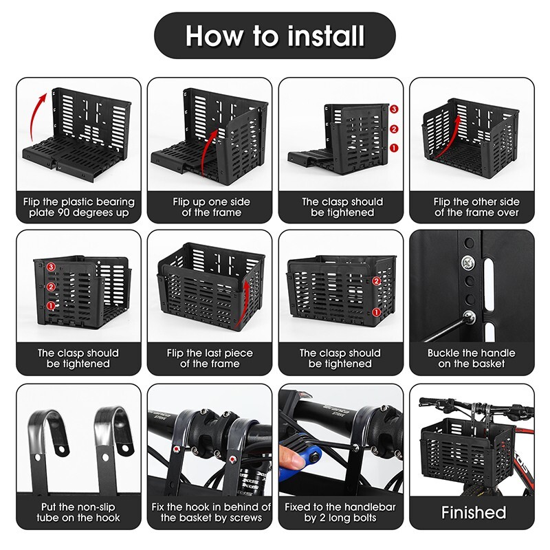 Foldable MTB Bike Front Rear Basket Bicycle Handlebar Rack Pack Carrier