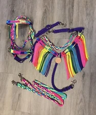 pony Fringe Breast Collar tack set, pony tack, Rainbow  pony tack set