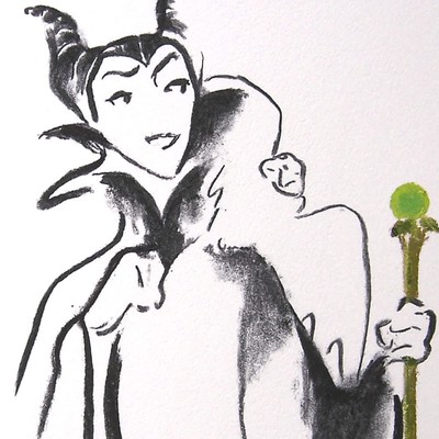Maleficent Art Deco WDCC villain drawing Numbered Limited Edition