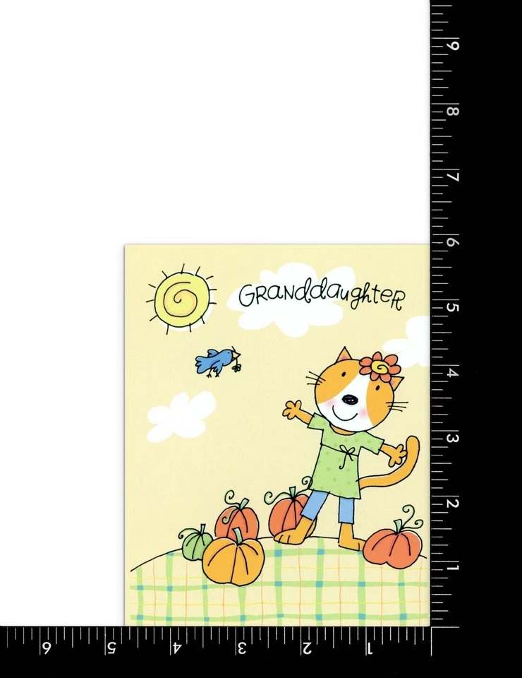 Linda Tarjeta de Felicitación de Acción de Gracias PARA NIETA JOVEN, Gato Pájaro por Hallmark +✉ Foto 3 de 4