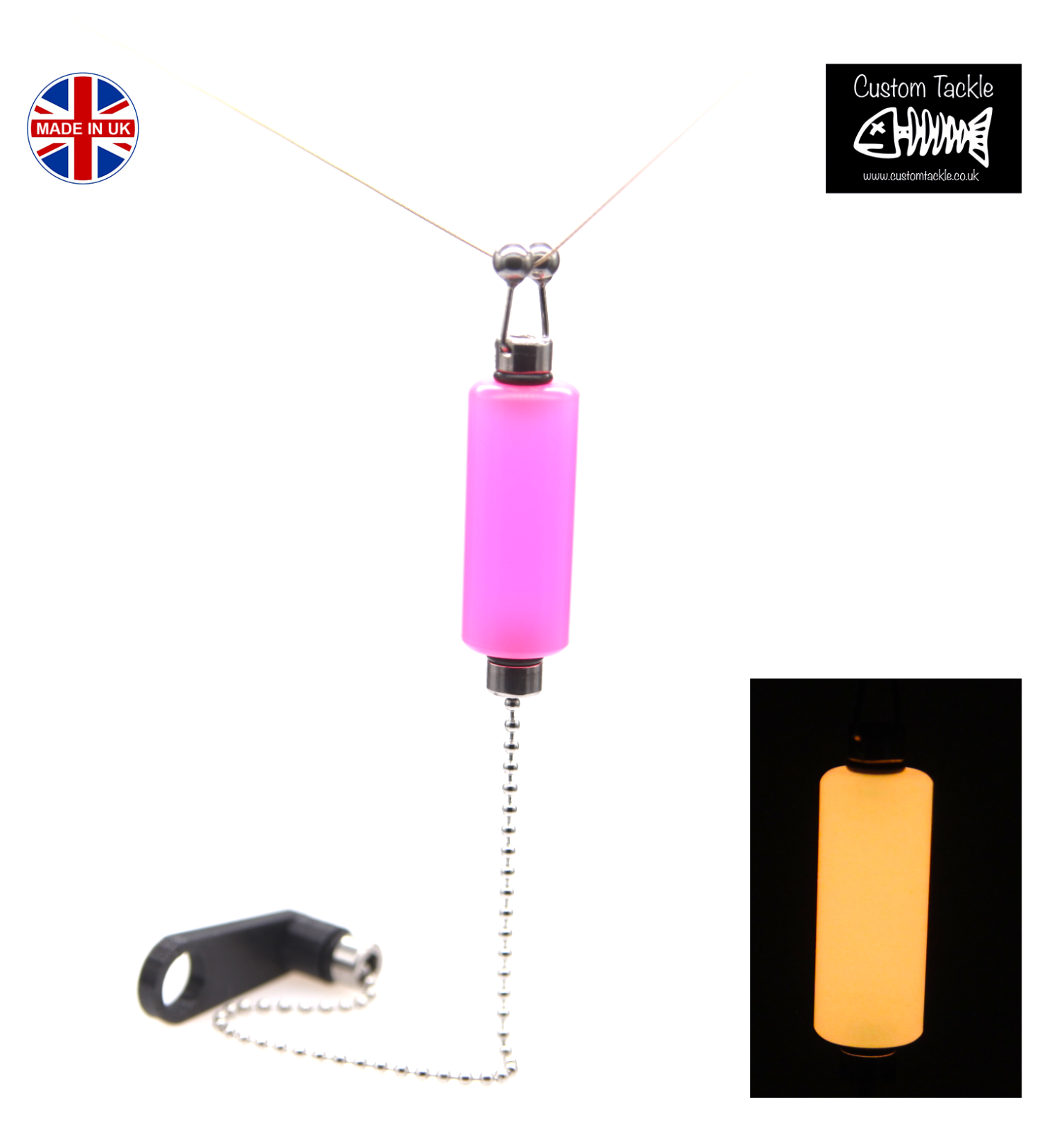 Custom Made Carp fishing Bobbins Indicators hangers Swingers Pink Night