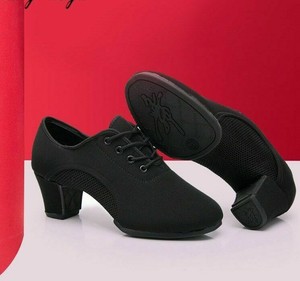 Zapatos De Baile Para Mujer Zapatillas Cuero Para Salón Calzado Tacón  Cuadrado | eBay