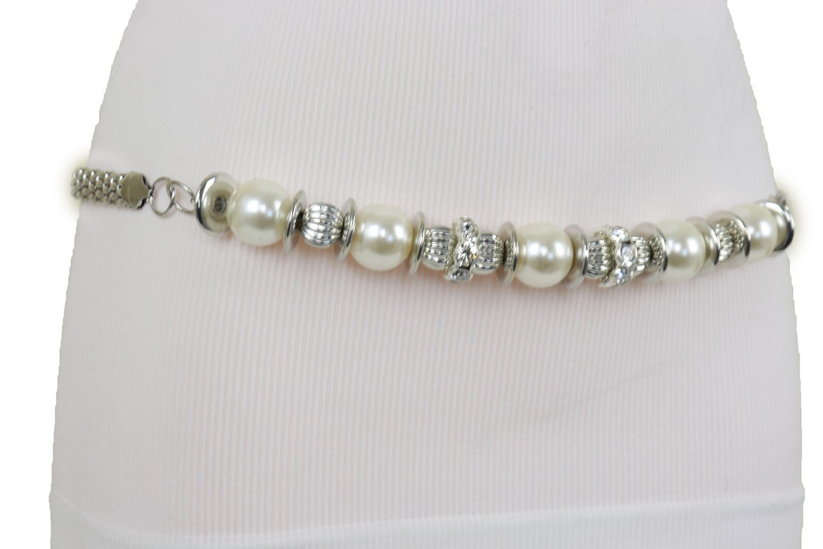 Silver Chain Belt with Beaded Accents Cato Fashions | Cato Plus Size Silver Turquoise Chain Belt main image 3