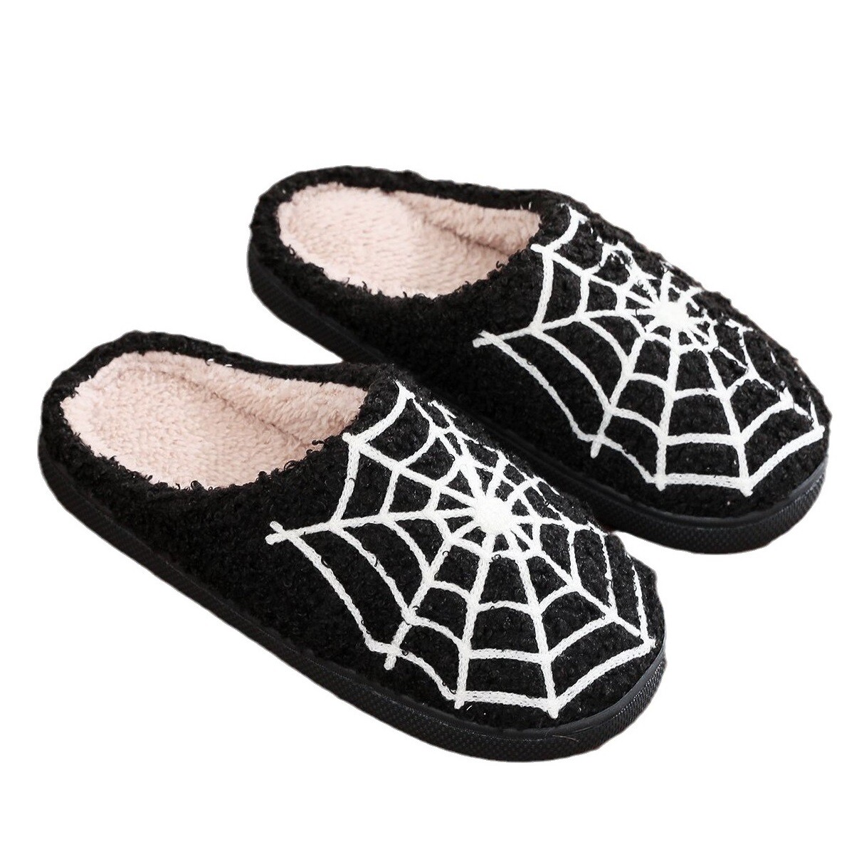 SAOLA Halloween Ragnatela Peluche Pantofole Piatte Termiche Comode per Wint