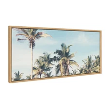 Sylvie Coastal Coconut Palm Tree Beach Framed Canvas Wall Art by The Creative...