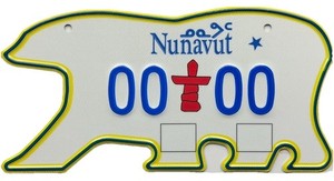 Nunavut BEAR SHAPED Sample License Plate