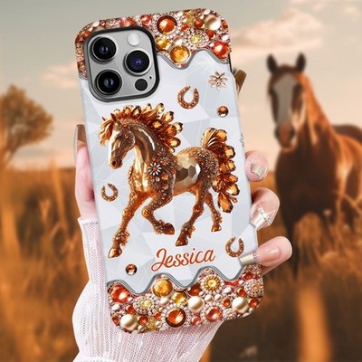 Personalized Riding Horse Equestrian Tough Phone Case Cover iPhone 17 16 15 14