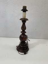 Lampada Tavolo Vintage Legno Tornito 51 cm Lumetto Abat Jour Comodino