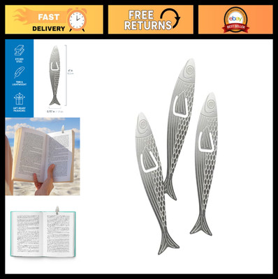 Genuine Fred Water Marks Sardine Bookmarks   Set of 3 Flexible Steel Page Marker