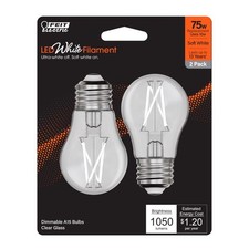 2-Pack Feit A15 E26 Filament LED Bulb Soft White 75W Equivalent