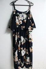 Shein Curve Womens Floral Open Shoulder Maxi Dress - Blue - Size 4XL (g41)