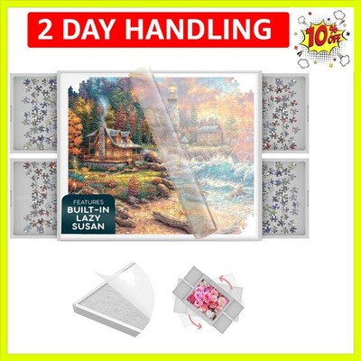 1500 Piece Jigsaw Puzzle Board - 360° Rotating Jigsaw Puzzle Table with Drawe...