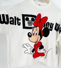 Walt Disney World Minnie Mouse White Crewneck Sweatshirt Red 2 Sided Sz M NWT