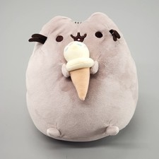 GUND 2016 Pusheen Cat Plush Snackables Ice Cream Cone Stuffed 9.5"