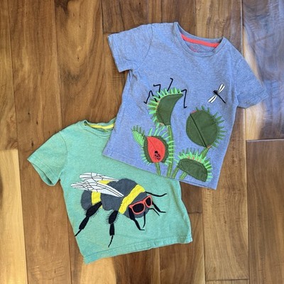 Mini Boden Insect Applique Shirts Bundle Bee Venus Fly Trap 4-5 Y