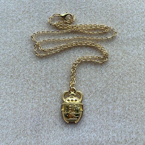 Alternate view of Egyptian Scarab Beetle Pendant 20" Gold-plated Chain Necklace Gift Bag