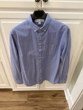 OLD NAVY MENS EVERYDAY SHIRT SLIM FIT  BUILT IN FLEX BUTTON UP XL BLUE STRIPED