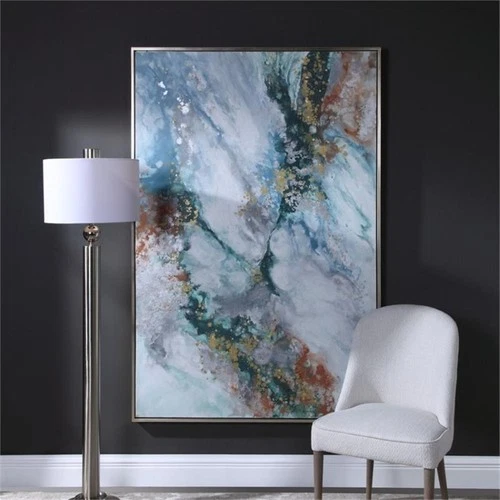 Uttermost Mercury Wood and Acrylic Abstract Hand Painted Art in White - Picture 3 of 8
