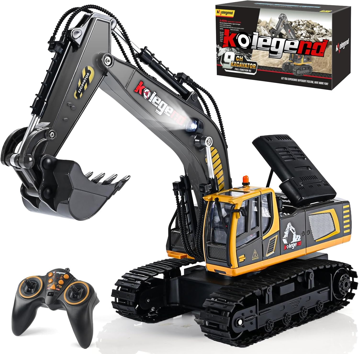 Remote Control Excavator Toy 16 Inch, 11 Channel RC Construction