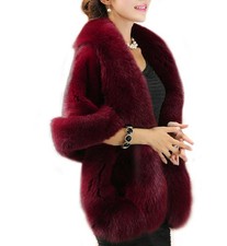 Old Dlrd Women's Winter Faux Fur Coat Wedding Bride Cloak Cape Shawl for Even...