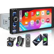 6.8" Single Din Car Stereo with Wireless Apple CarPlay Android Auto Car Radio