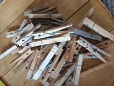 Vintage Wood  Spring Clothes Pins Clothespins Crafts Lot of 120