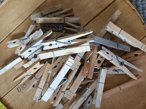 Vintage Wood & Spring Clothes Pins Clothespins Crafts Lot of 120