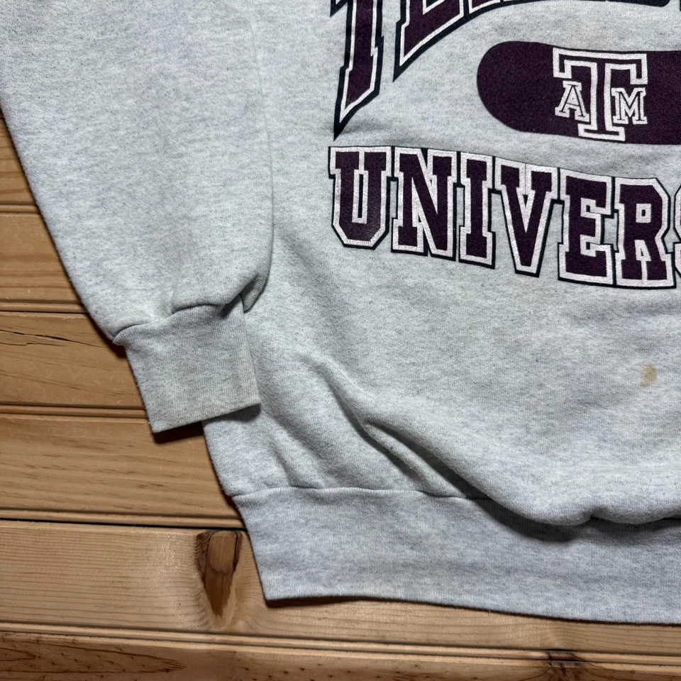 Sudadera De Colección Años 90 Texas A&M Universidad Brezo Cuello Redondo Hecha en EE. UU. Talla Grande Foto 4 de 4