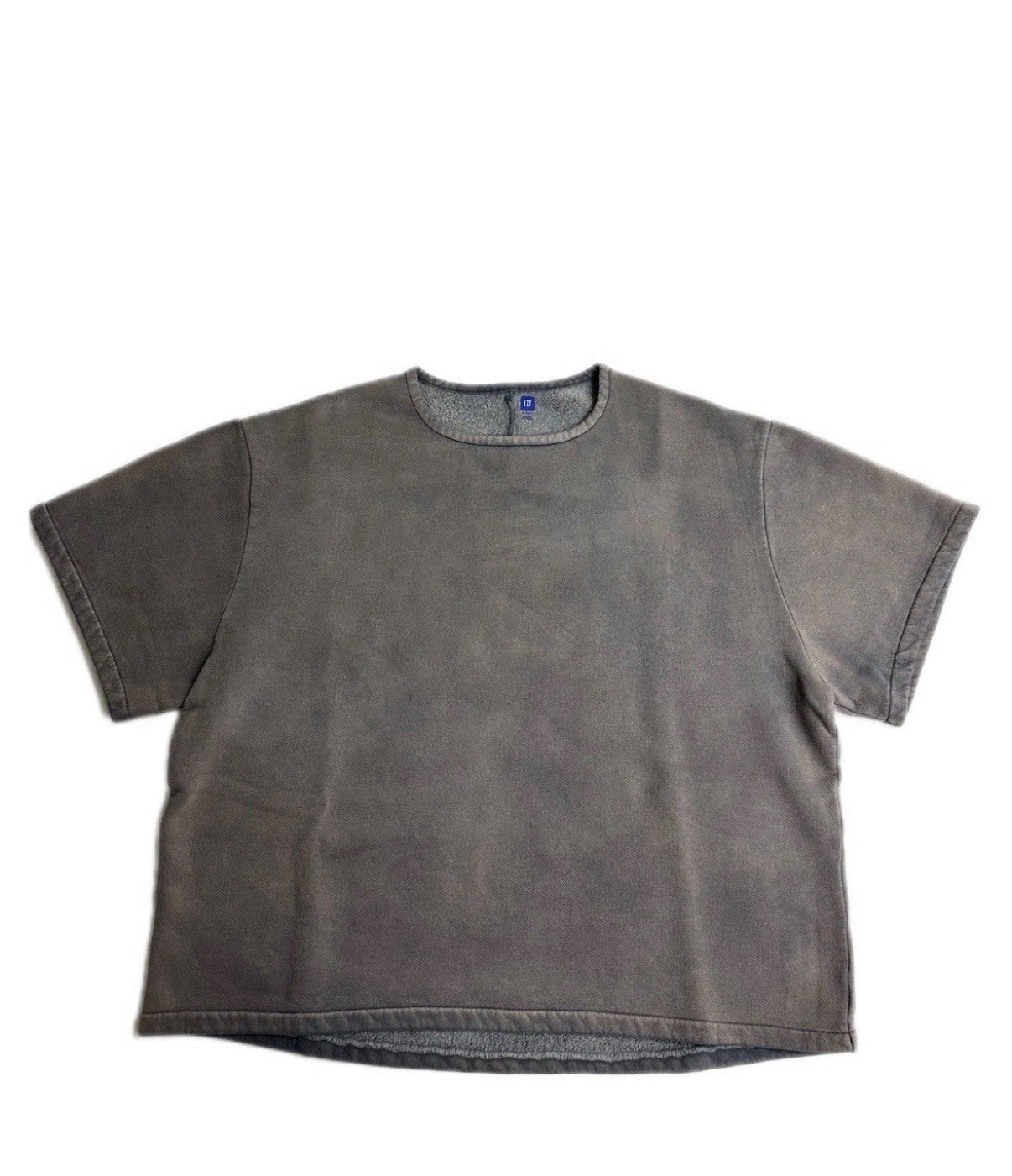 Yeezy Gap YZY Gray Men's Large Fleece Back Yoke “Pavement” Cropped Tee Oversized