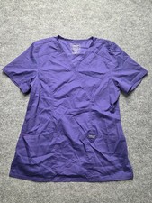 Cherokee Workwear Scrub Top Women Sz M Purple Revolution Stretch V-Neck Medical