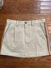 Maeve Anthropologie Side-Striped Mini Skirt Size S Light Sand Preppy Khaki