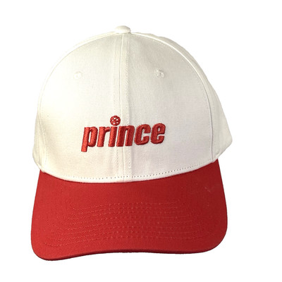 Prince Pickleball Strap Back Hat White Orange Embroidery & Bill 100% Cotton