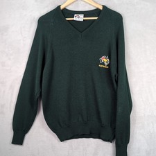 Vintage Australia by Goodman Pure Wool Green Jumper Australian Logo Sz 18 100 cm