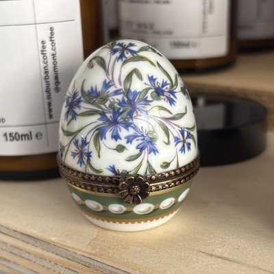 Ancienne Manufacture Royale Limoges Ei Marie Antoinette Schmuck Pillendose 6 cm
