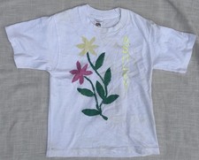 Vintage 90s Fruit of the Loom Kids T-Shirt Painted Floral Single Stitch Ashley